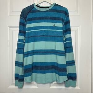 Volcom Mens Long Sleeve Striped Waffle Knit‎ Shirt Large